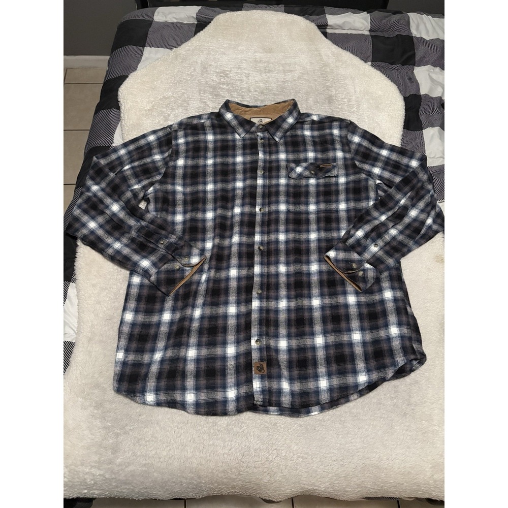 Legendary Whitetails Men's Button Down Blue Plaid Flannel Size 2XT